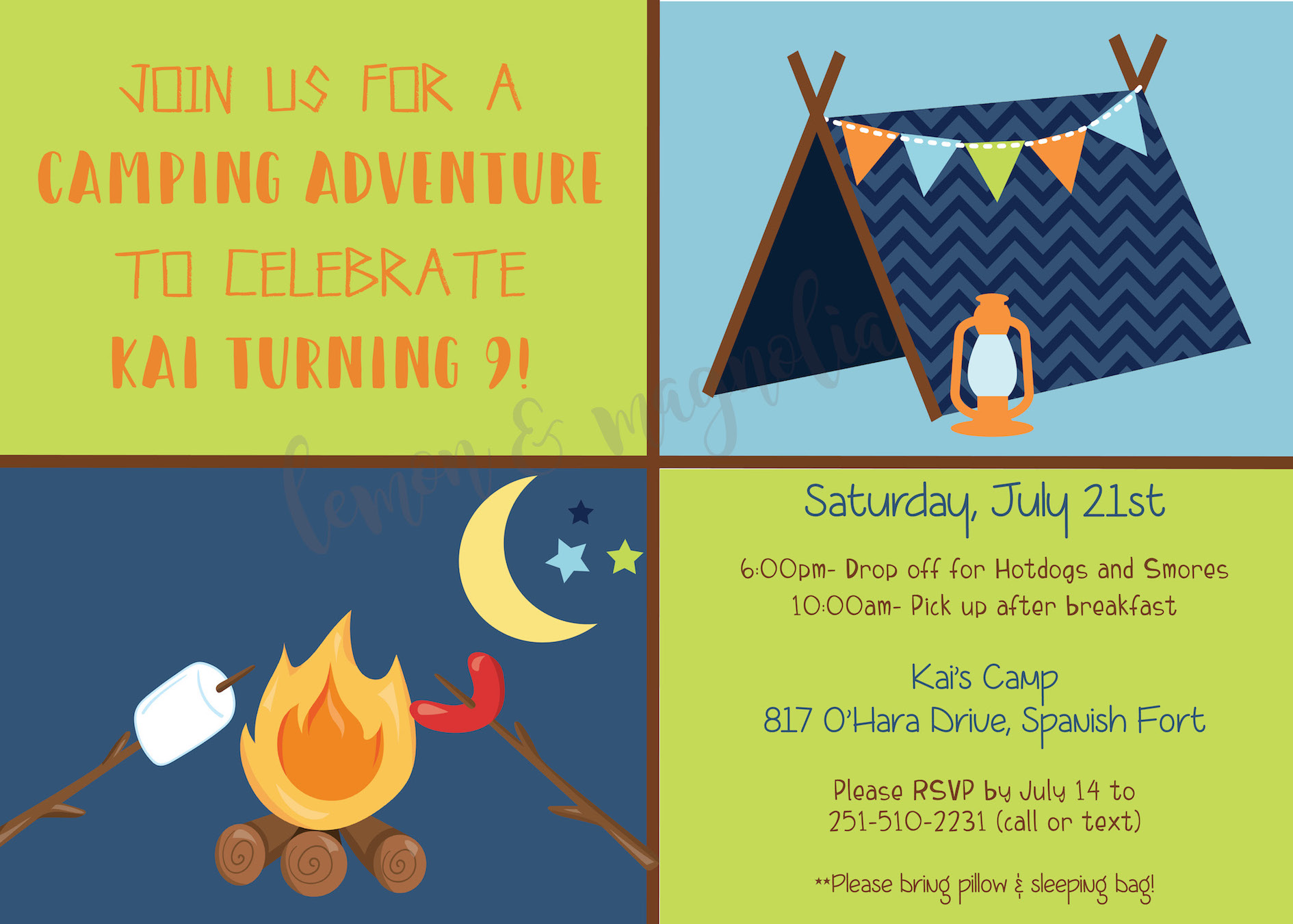 Boy Camping Invitation