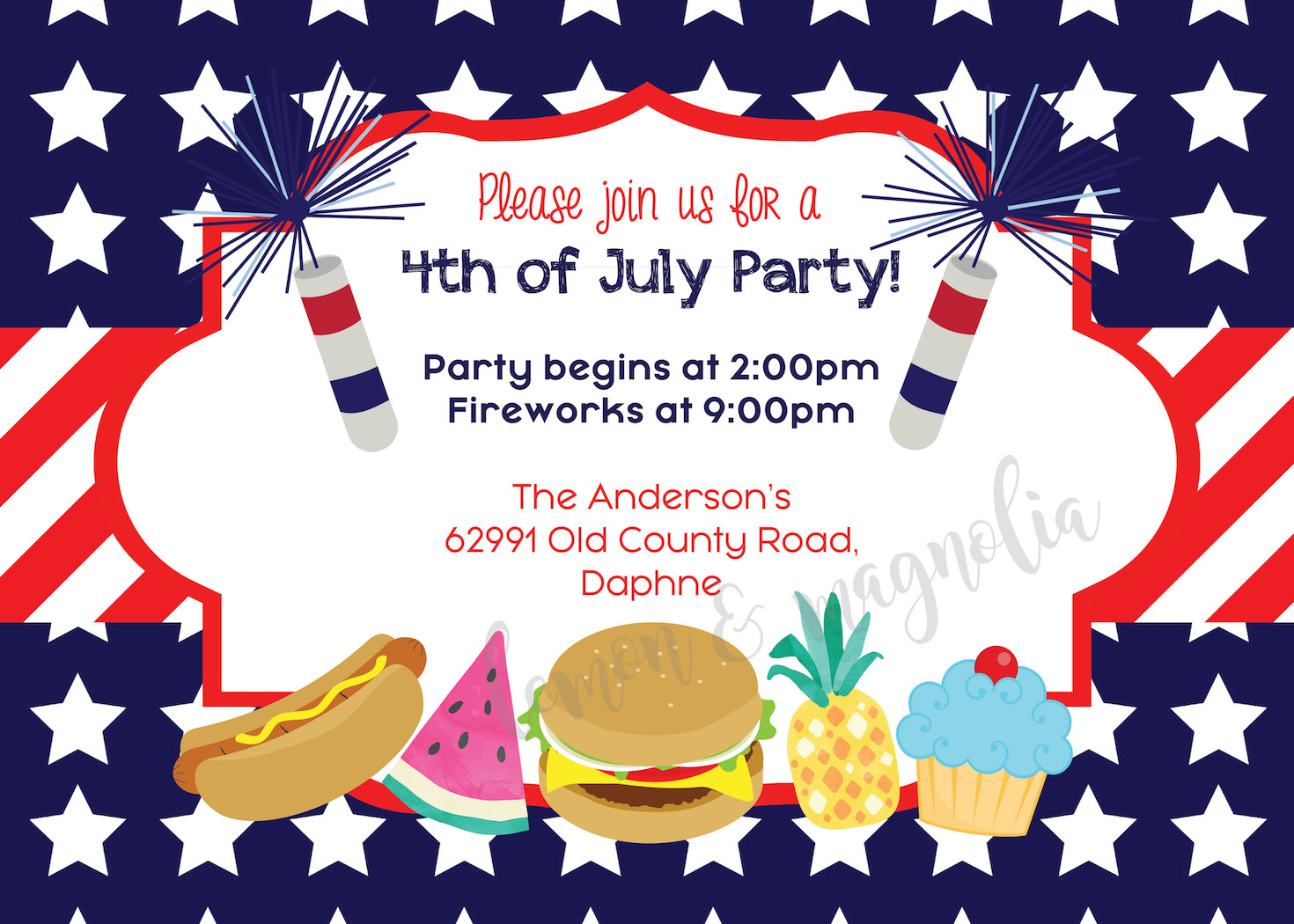 4th of July Stars and Stripes Invitation