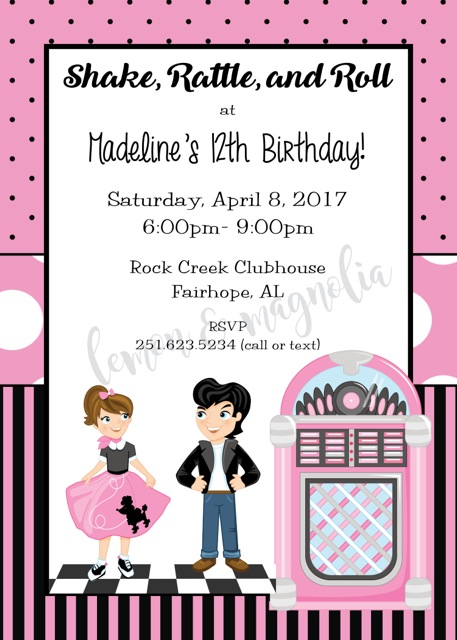 Sock Hop Birthday Invitation 1