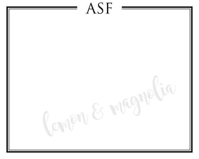 Flat front Monogram Notecard