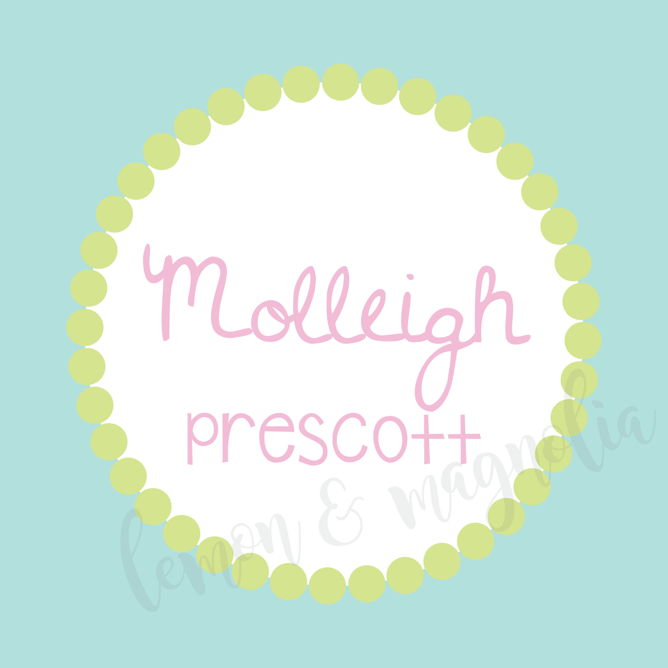 Aqua with Lime Dots Personalized Calling Card