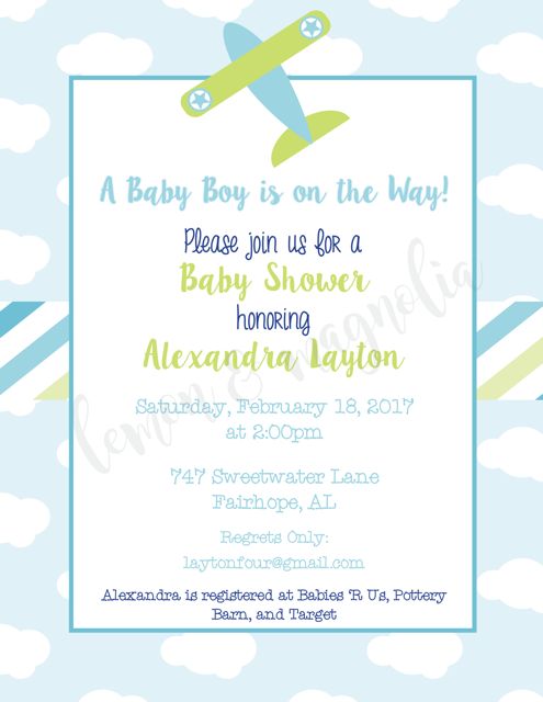 Baby Boy Cargo Plane Invitation