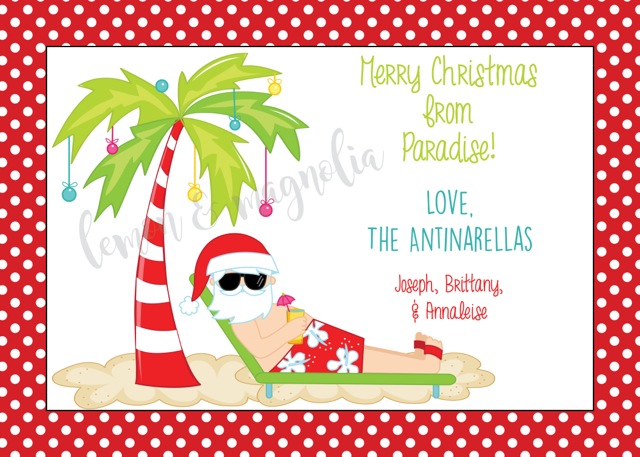 Beach Santa Christmas Card