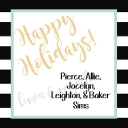 Black and White Stripe Holiday Personalized Gift Tag