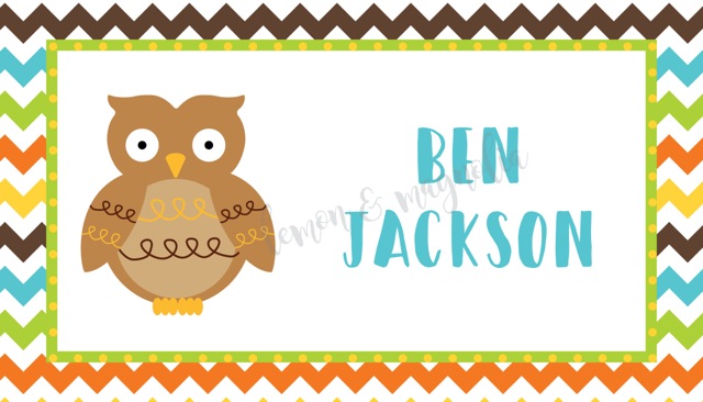 Boy Fall Chevron Owl Personalized Calling Card