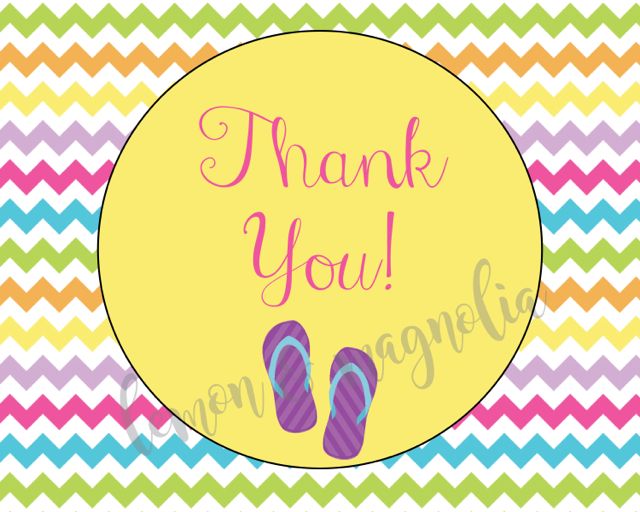 Flip Flop Pool Party Thank You Notecard