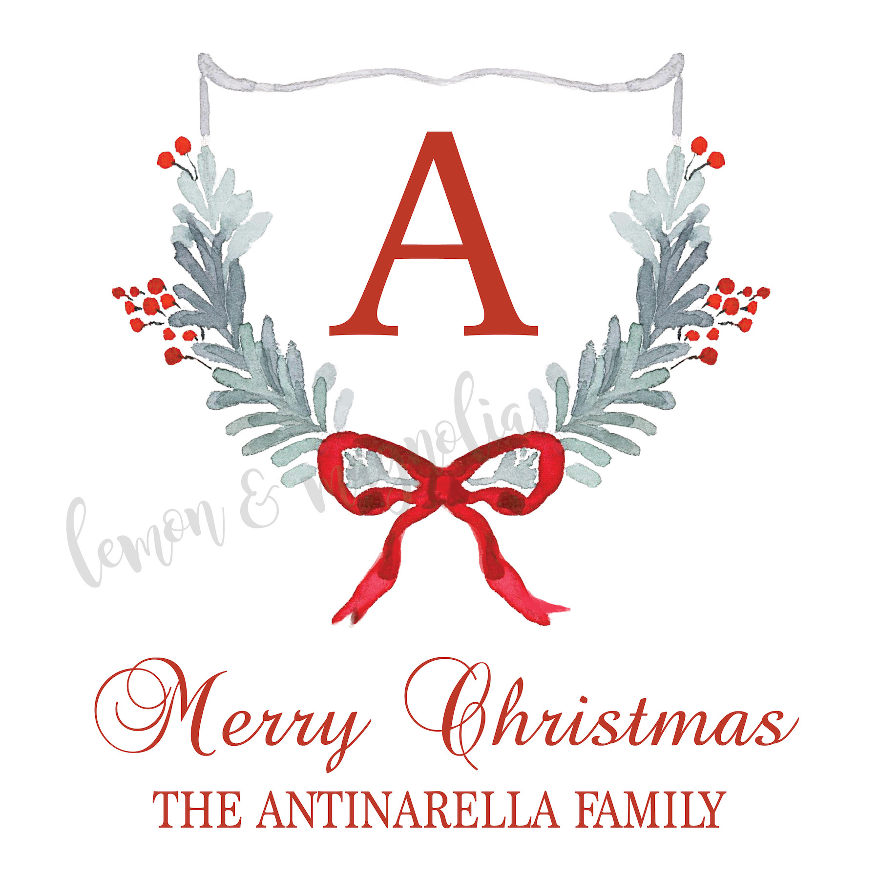 Crest Red Bow Christmas Gift Tag