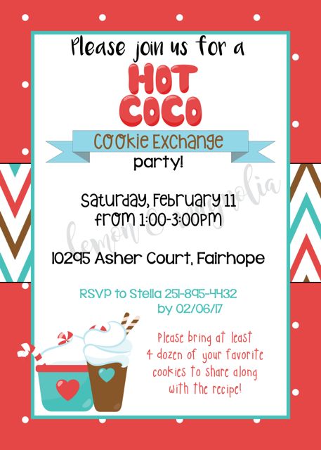 Hot Coco and Cookie Exchange Invitation