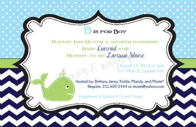 Whale Baby Shower Invitation