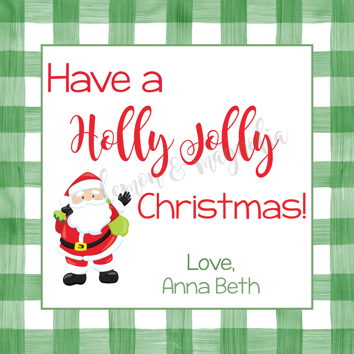 Holly Jolly Santa Christmas Gift Tag
