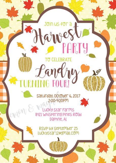 Harvest Fall Party Invitation