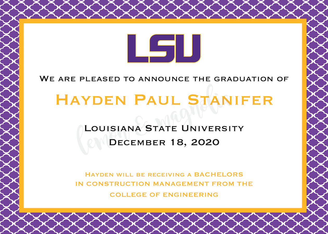 LSU Graduation Announcement