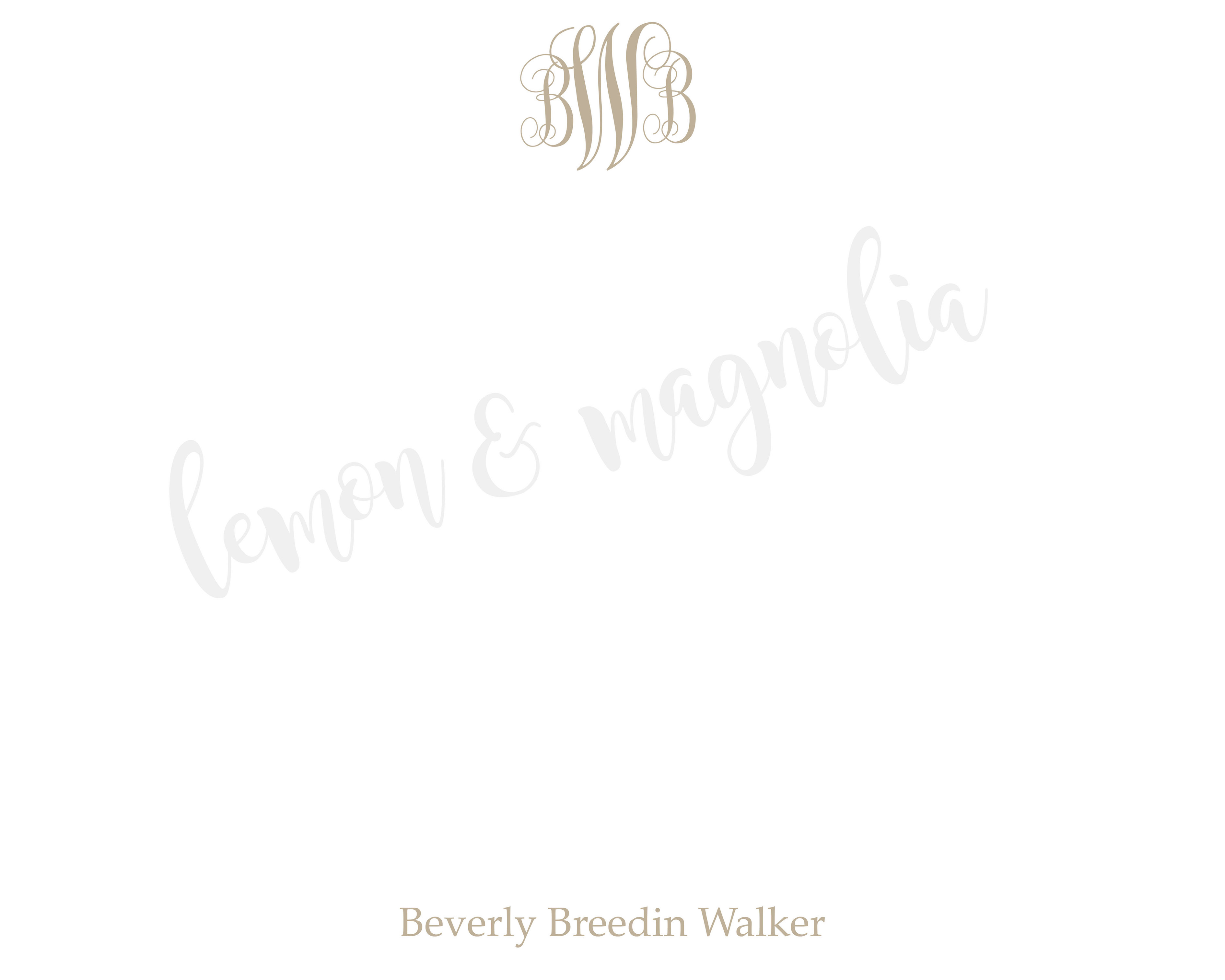 Monogram with Name Flat front Notecard