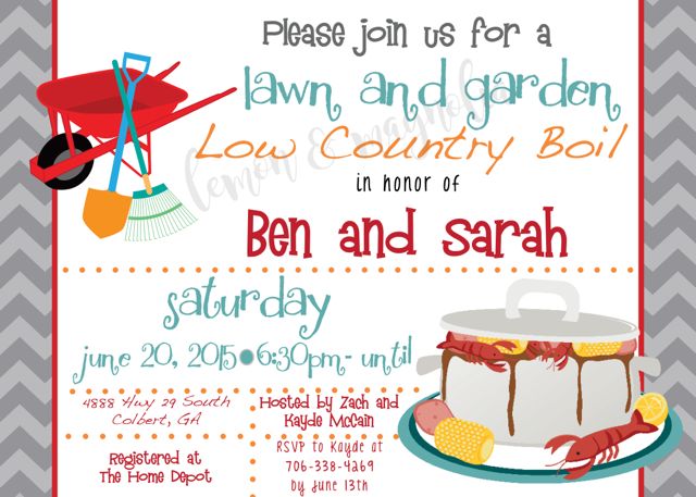 Low Country Boil Lawn and Garden Shower Invitation