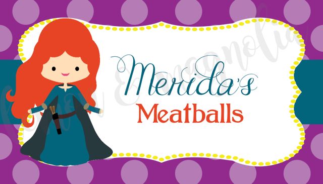 Princess Merida Food Label/Tent