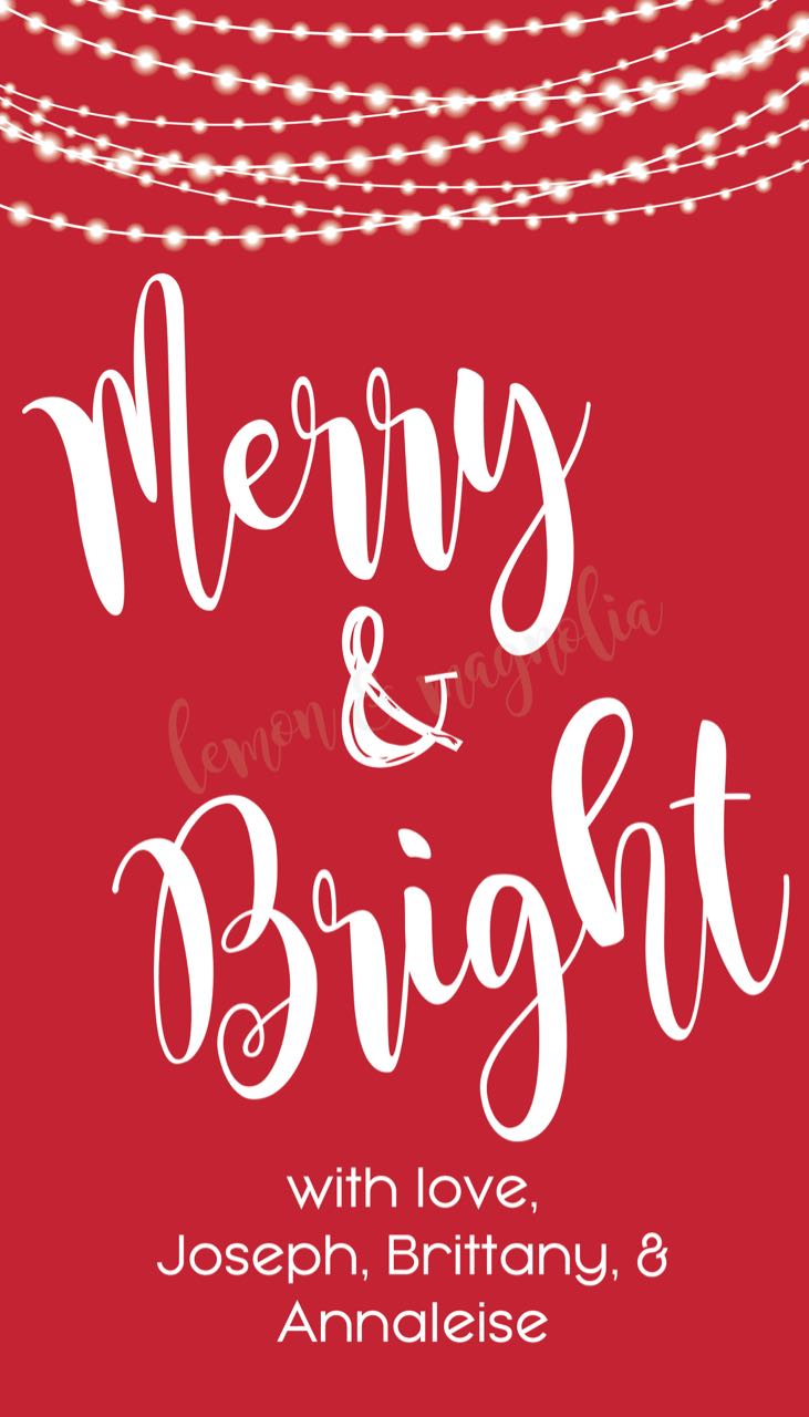 Merry & Bright Personalized Christmas Gift Tag