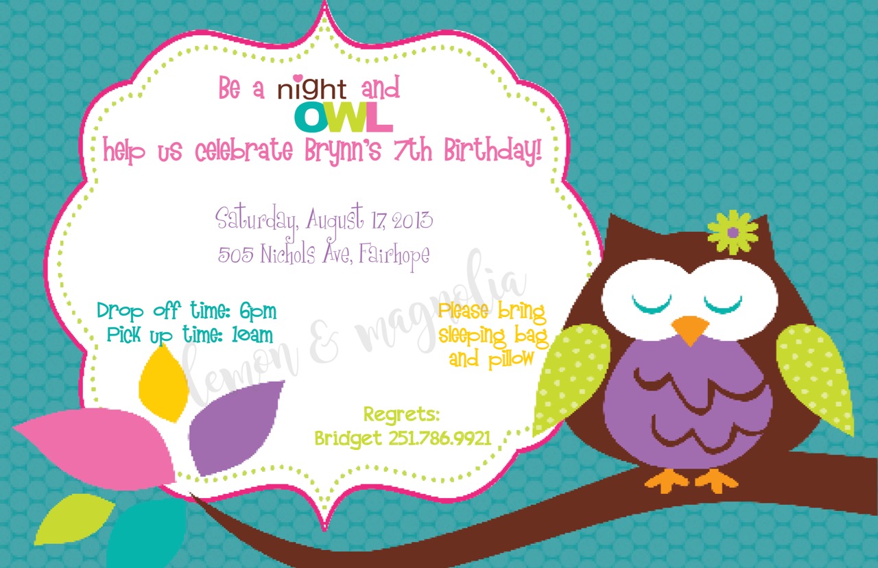 Night Owl Slumber Party Invitation