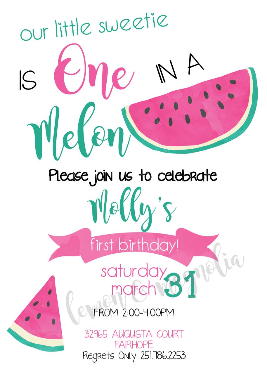 One in a Melon Birthday Invitation