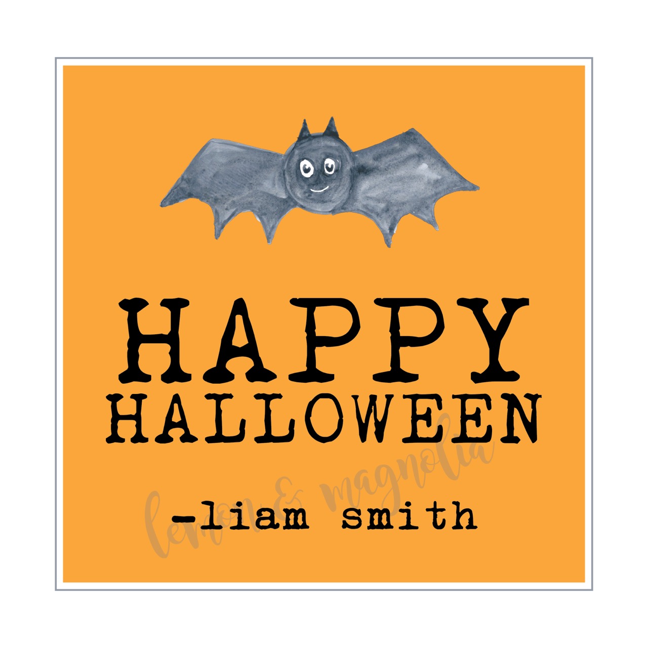 Personalized Orange Halloween Gift Tag