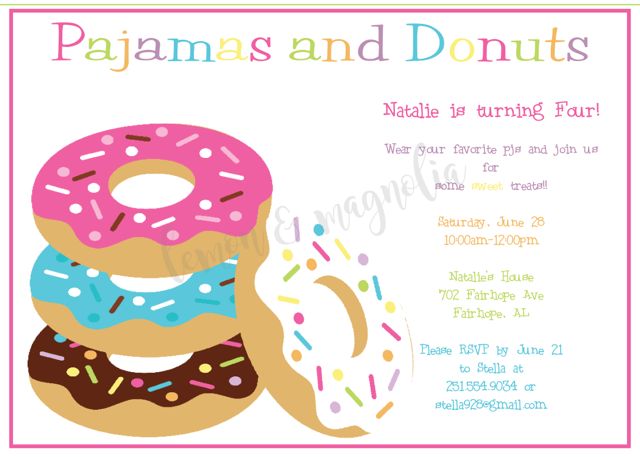 Pajamas and Donuts Birthday Invitation