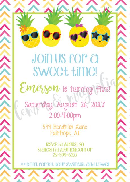 Sweet Time Pineapple Birthday Invitation