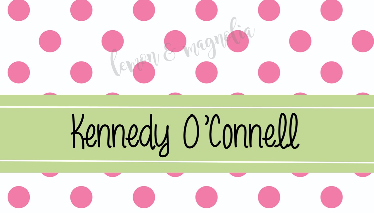 Personalized Pink Polka Dot with Green Calling Card