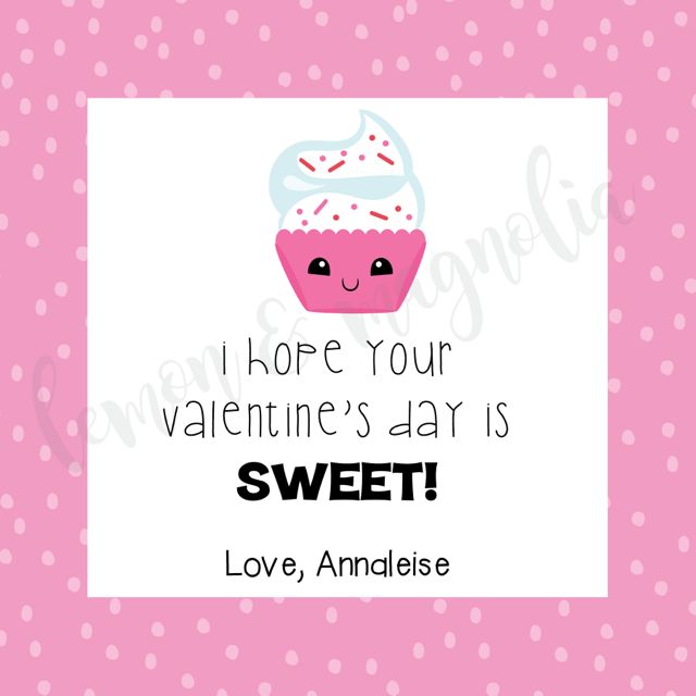Pink Cupcake Valentine's Day Gift Tag