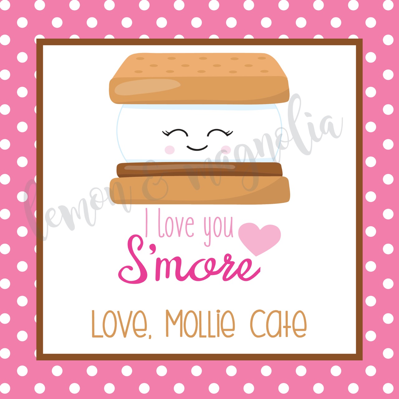 Pink Polka Dot S'mores Valentine's Day Gift Tag