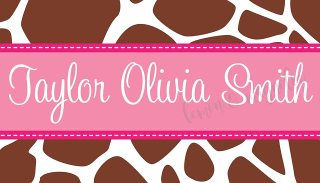 Pink and Brown Giraffe Personalized Calling Card