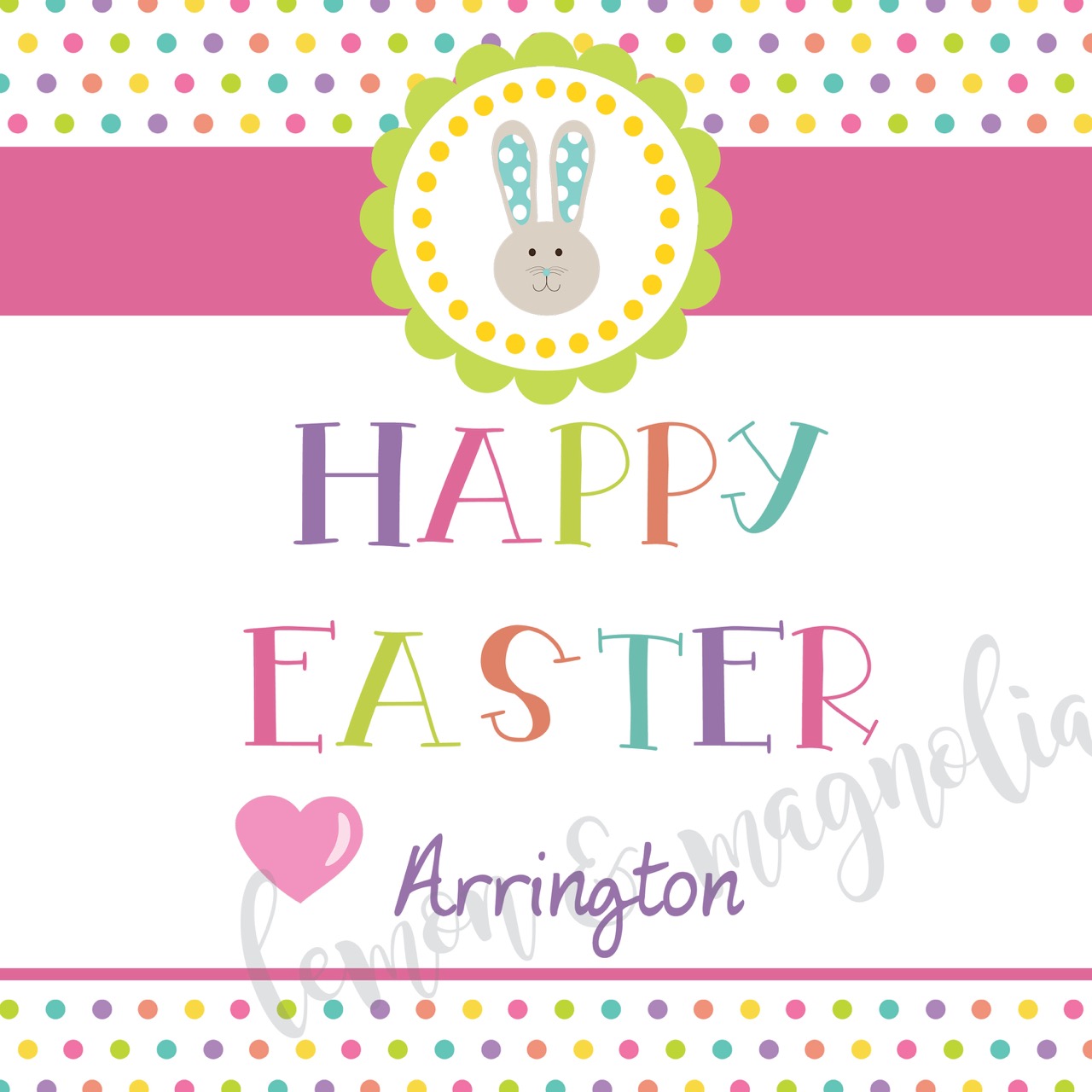 Polka Dot Easter Bunny Personalized Gift Tag