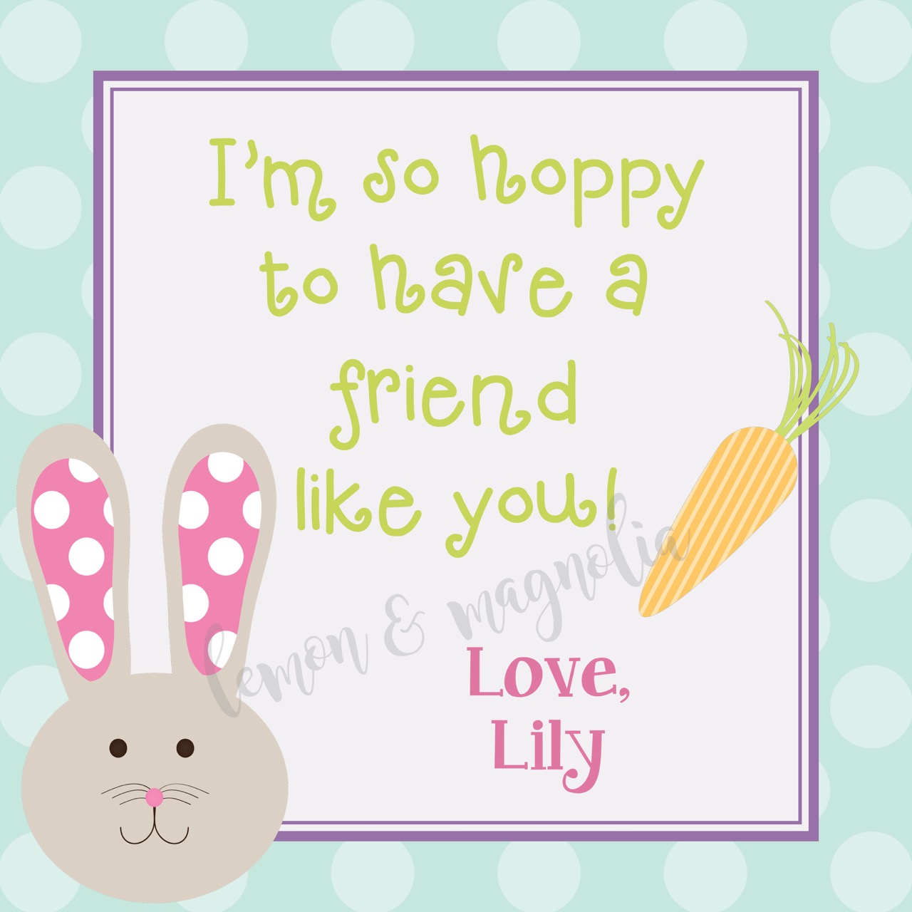 Polka Dot Hoppy Easter Gift Tag