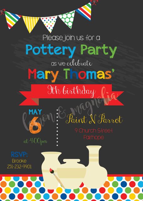 Pottery Party Invitation