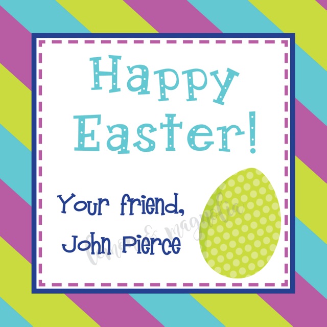 Purple Lime and Aqua Stripe with Egg Personalized Easter Calling Card