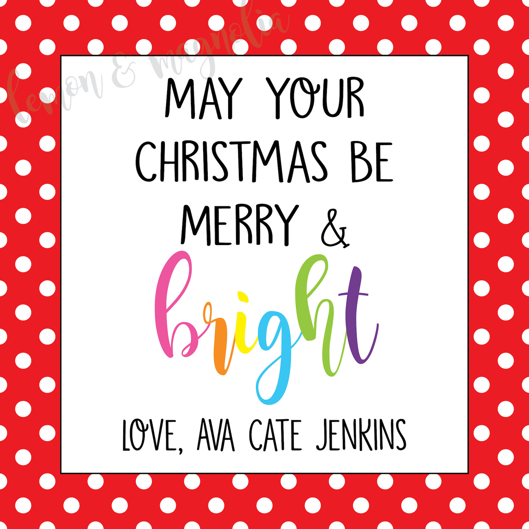 Merry and Bright Christmas Gift Tags