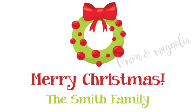 Red and Green Christmas Wreath Personalized Calling Card