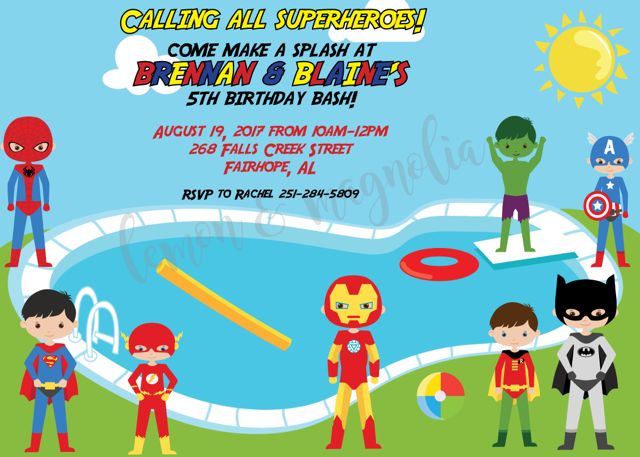 Superhero Pool Party Invitation