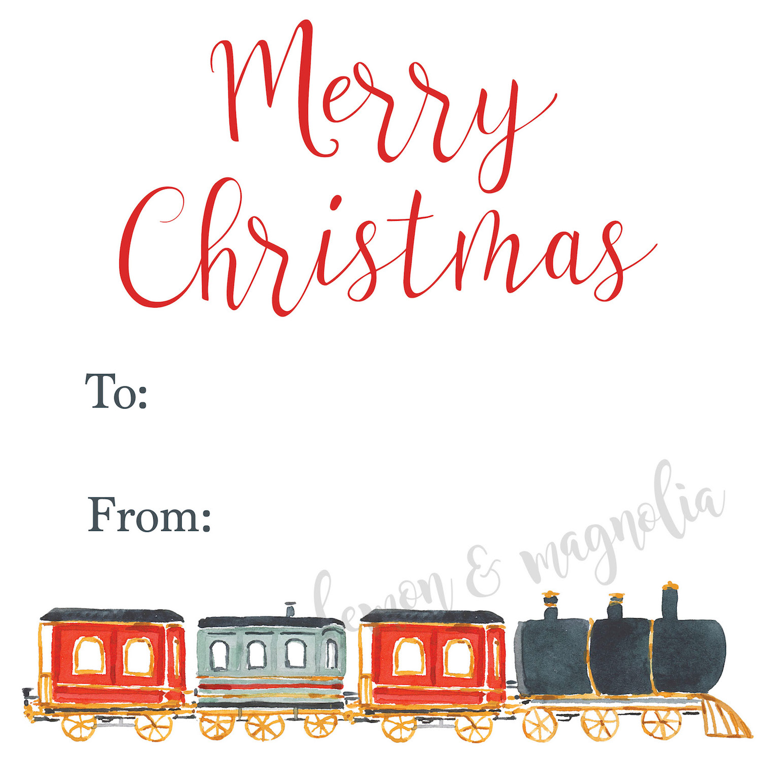 Train Christmas Gift Tag