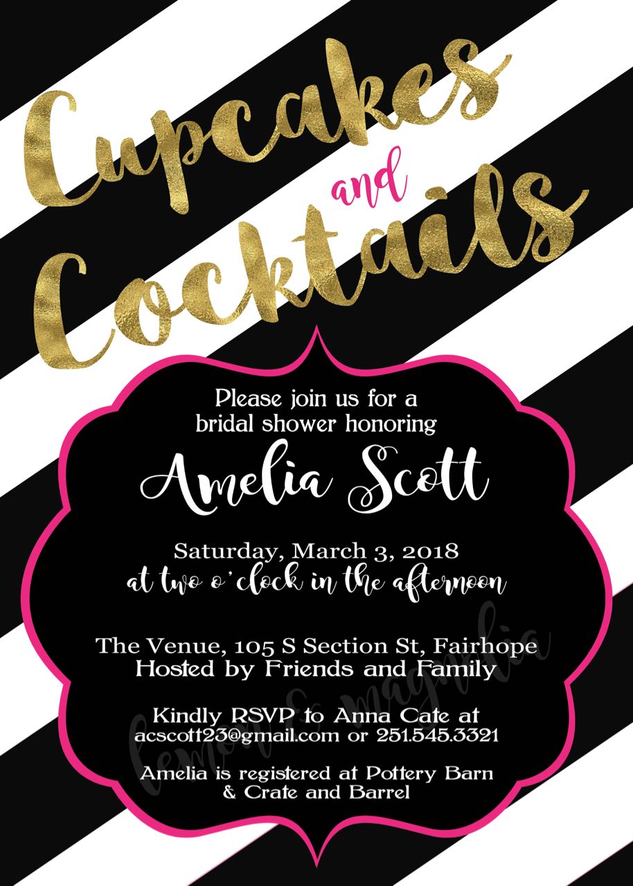 Cupcakes and Cocktails Bridal Invitation