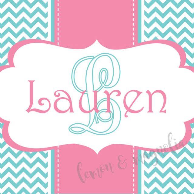 Aqua Chevron with Pink and White Personalized Calling Card