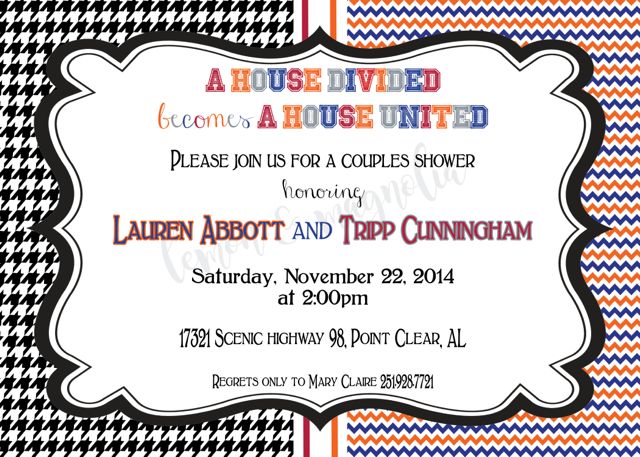 House Divided Alabama v. Auburn Invitation