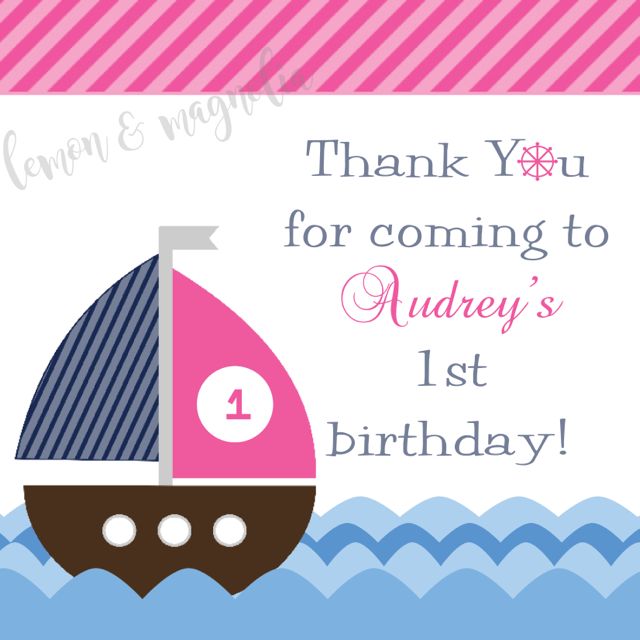 Ahoy Nautical Girls Birthday Favor Tag