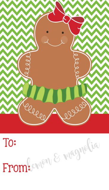 Gingerbread Girl Personalized Christmas Gift Tag