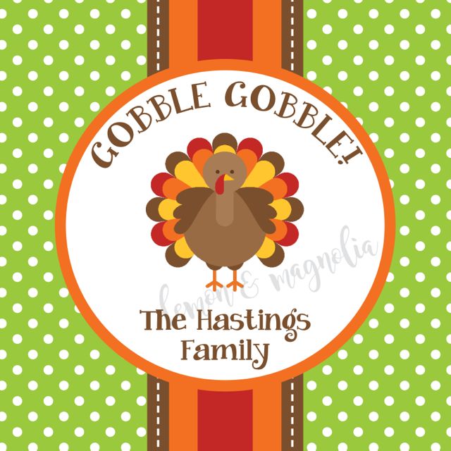 Green Polka Dot Personalized Turkey Calling Cards