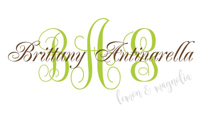 Lime and Brown Monogram Calling Card