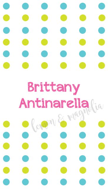 Lime and Teal Dots Personalized Calling Card
