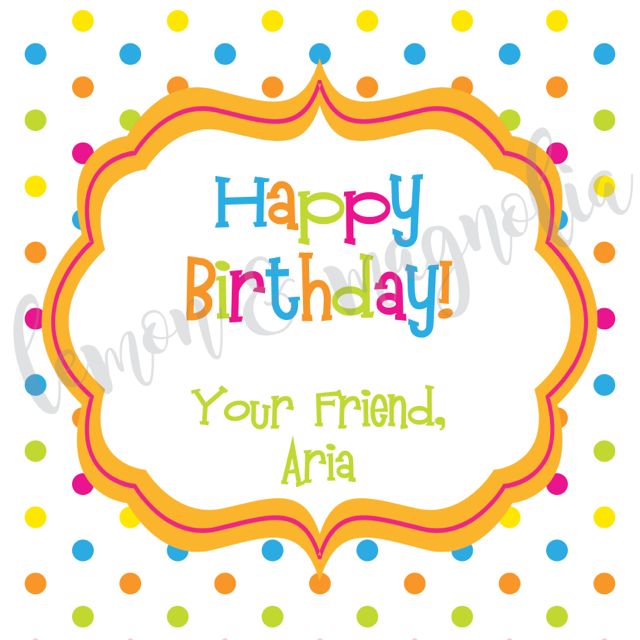 Multi Bright Polka Dot Happy Birthday Personalized Calling Card