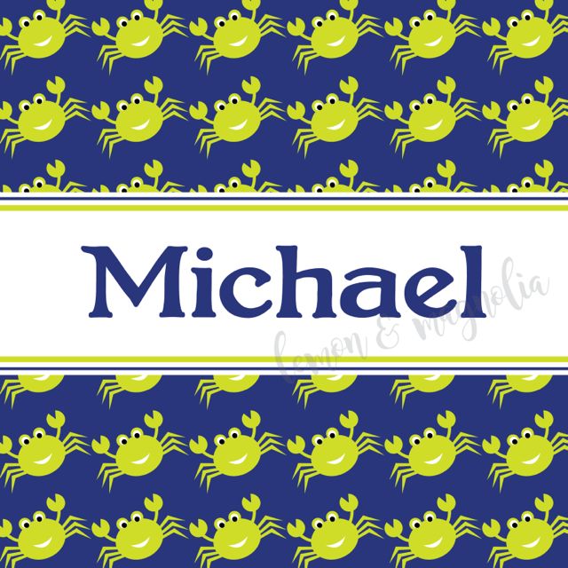 Navy and Lime Crab Personalized Calling Card