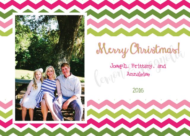 Chevron Top and Bottom Personalized Photo Christmas Card