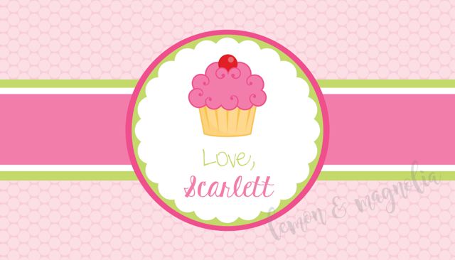 Pink and Green Cupcake Personalized Calling Card