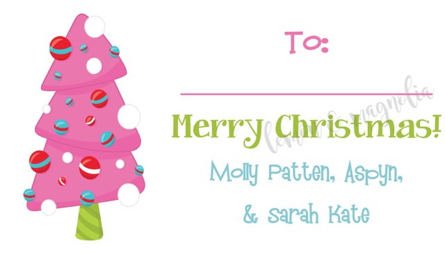 Pink and Green Funky Tree Personalized Christmas Calling Card